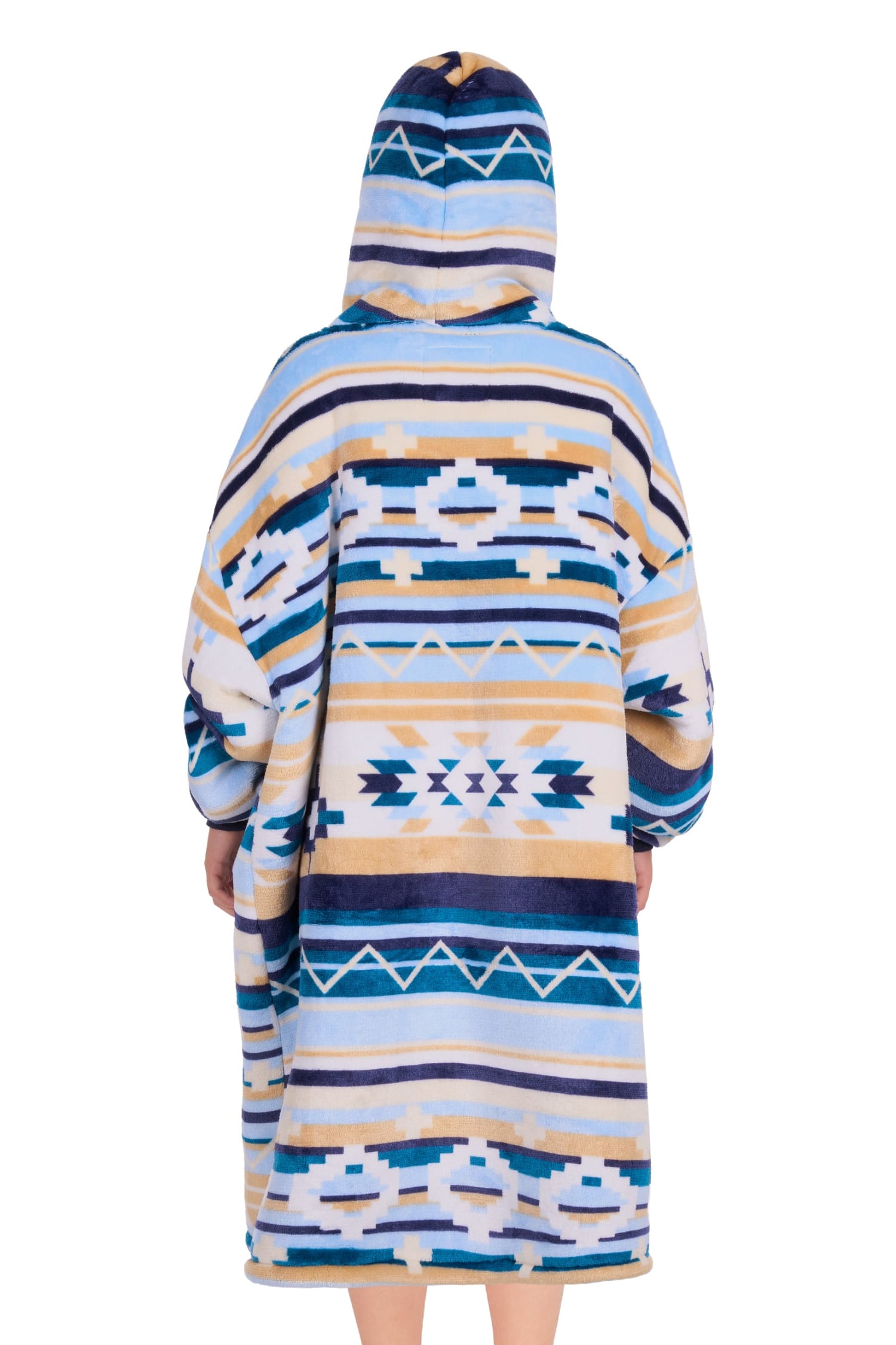 Pure Western Kids Jumpers- Jackets - Vests Natural/Blue Pure Western Snuggle Hoodie Kids Aztec