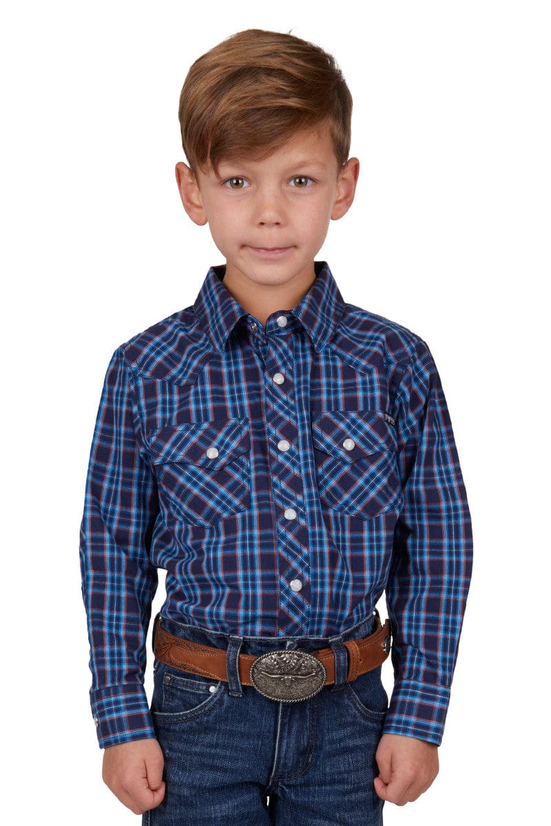 Pure Western Kids Shirts 02 / Navy/Red Pure Western Shirt Boys Rowan