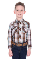 Pure Western Kids Shirts 04 / Dark Tan/White Pure Western Shirt Boys Roger