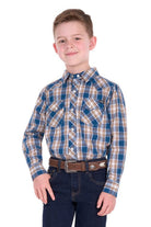 Pure Western Kids Shirts 04 / Navy/Tan Pure Western Shirt Boys Todd