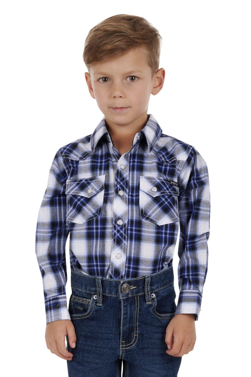 Pure Western Kids Shirts 08 / Blue/Black Pure Western Shirt Boys Mitchell (P3S3100750)