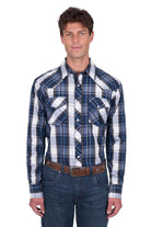 Pure Western Mens Shirts S / Navy/Tan Pure Western Shirt Mens Nicholas