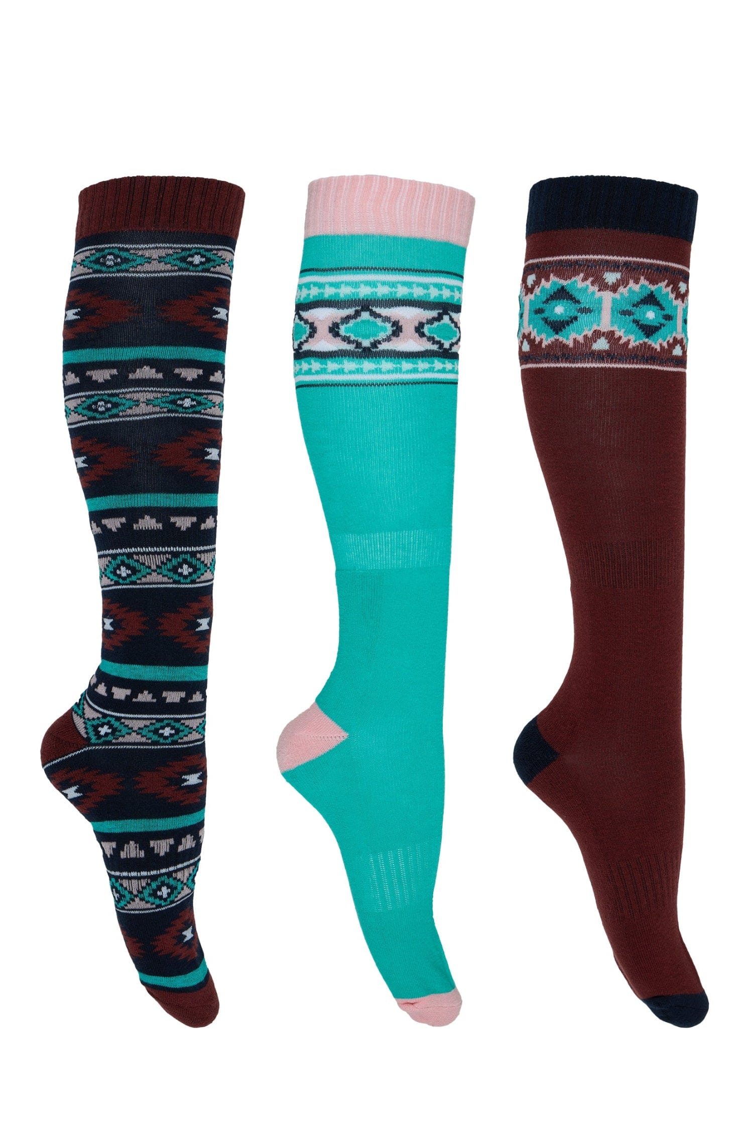 Pure Western Socks WMN 2-7 / Turquoise/Rust Pure Western Riding Socks