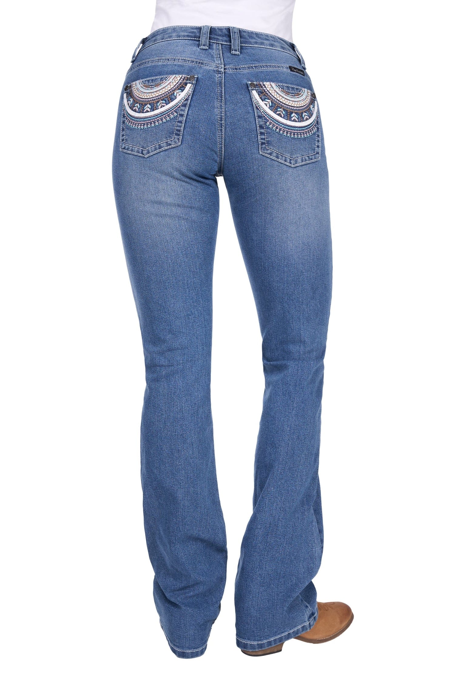 Pure Western Womens Jeans 06x36 / Retro Blue Pure Western Jeans Womens Pat Relaxed Rider Bootcut