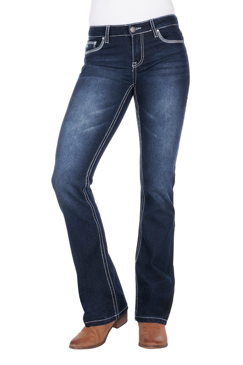 Pure Western Womens Jeans Pure Western Jeans Womens Hannah Boot Cut Midnight 32in Leg (PCP2211119)