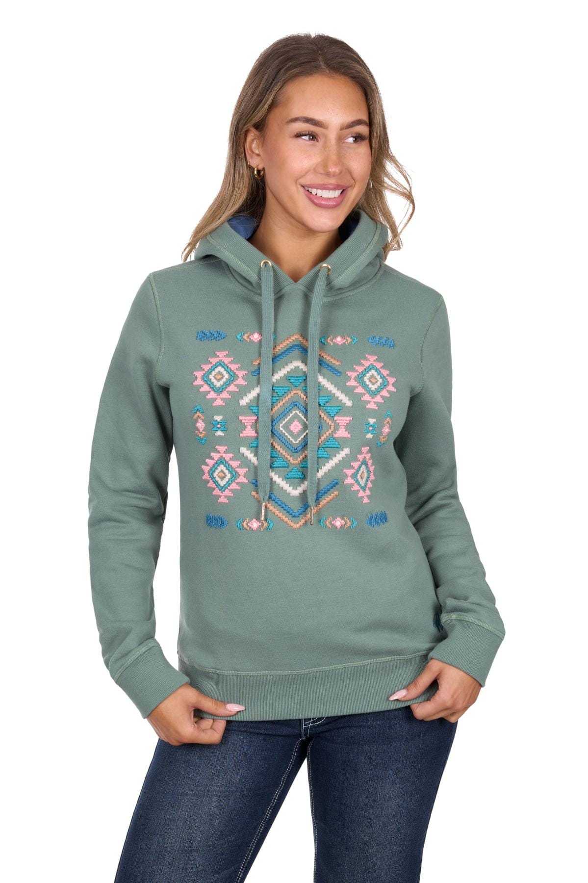 Pure Western Womens Jumpers- Jackets - Vests 08 / Green Pure Western Jumper Womens Libbie