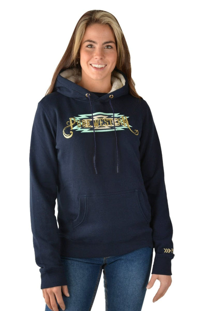 Pure Western Womens Jumpers, Jackets & Vests 8 / Navy Pure Western Hoodie Womens Catherine (P3W2501715)