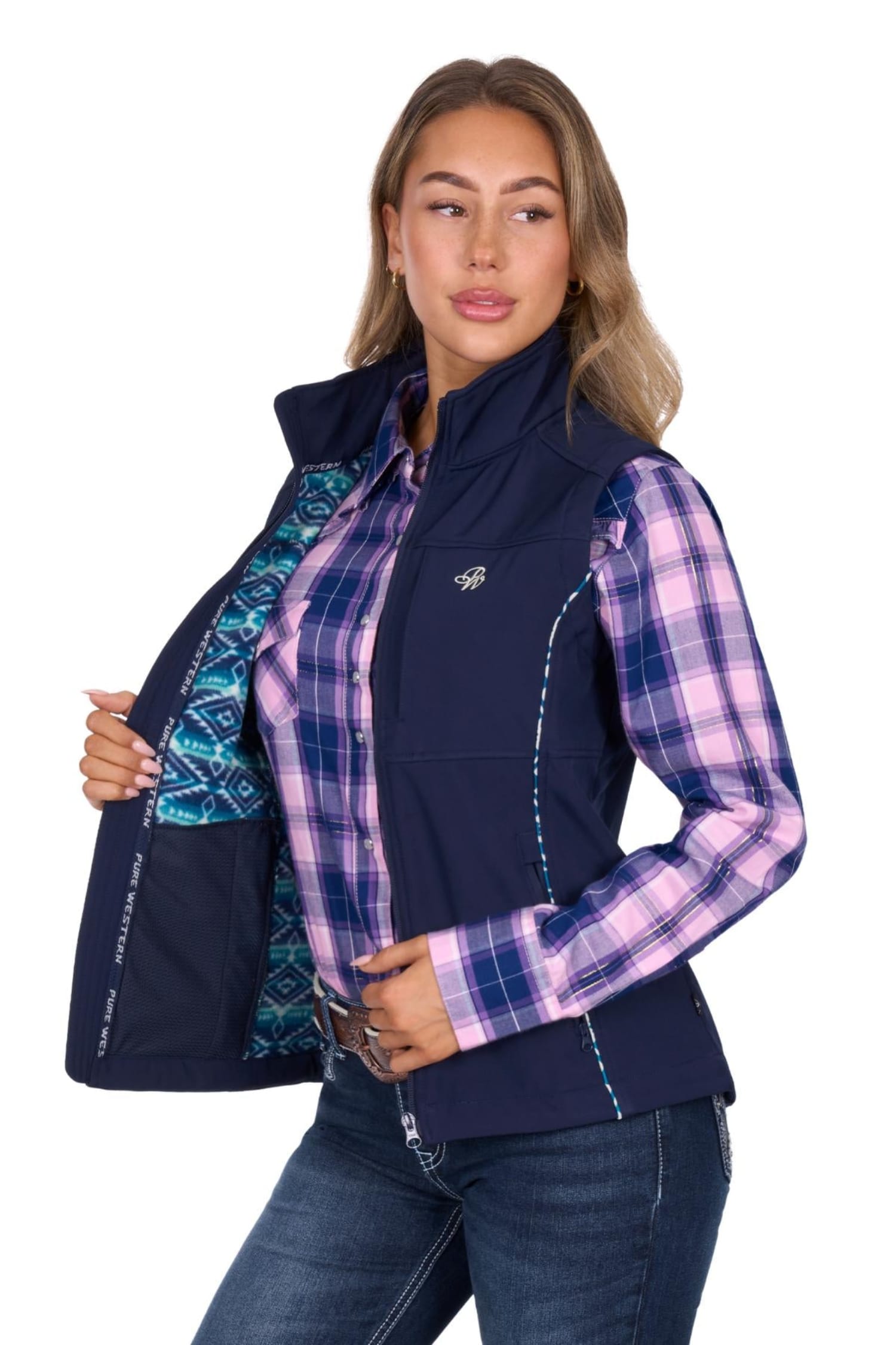 Pure Western Womens Jumpers- Jackets - Vests Pure Western Vest Womens Corine Softshell