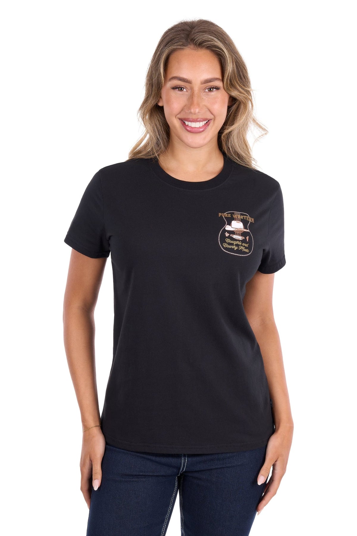 Pure Western Womens Shirts 08 / Black Pure Western Tee Womens Misty