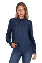 Pure Western Womens Shirts 08 / Blue Pure Western Shirt Womens Daniela