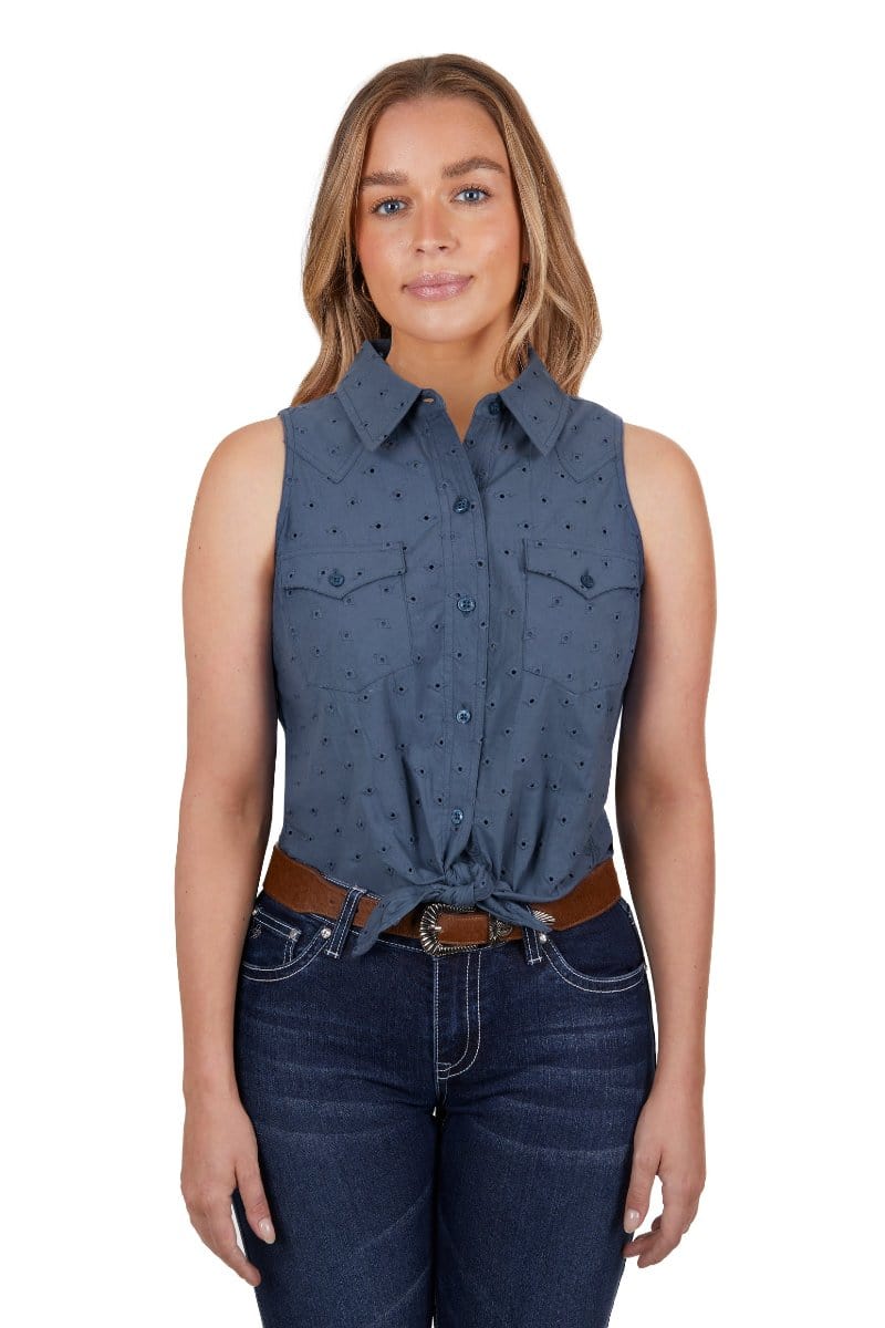 Pure Western Womens Shirts 08 / Blue Pure Western Shirt Womens Lola