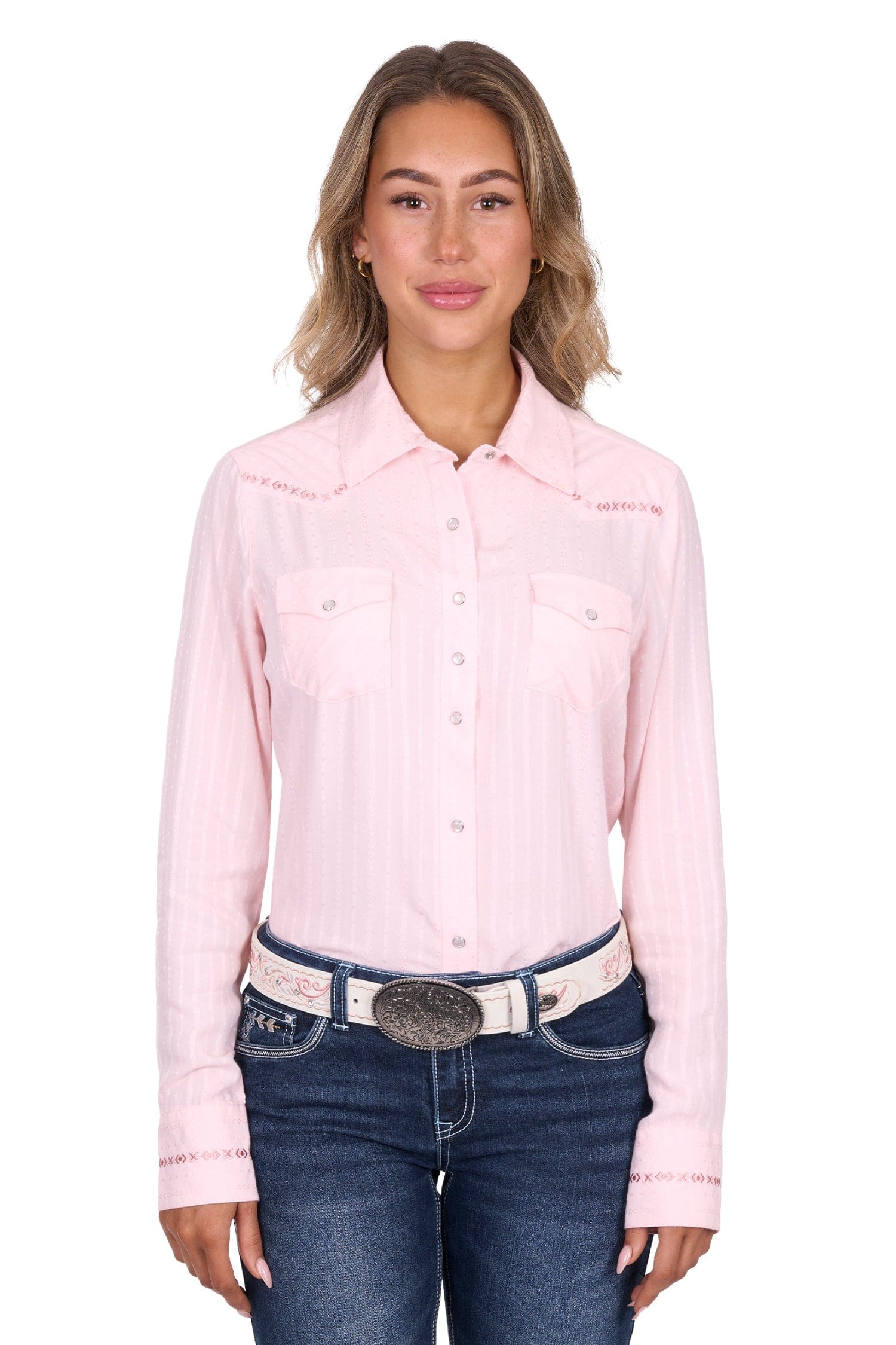 Pure Western Womens Shirts 08 / Blush Pure Western Shirt Womens Evelyn