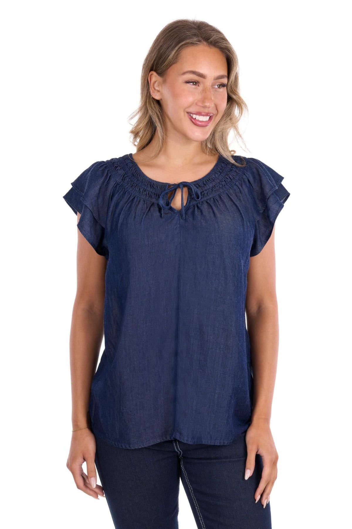 Pure Western Womens Shirts 08 / Dark Denim Pure Western Top Womens Connie Sleeveless