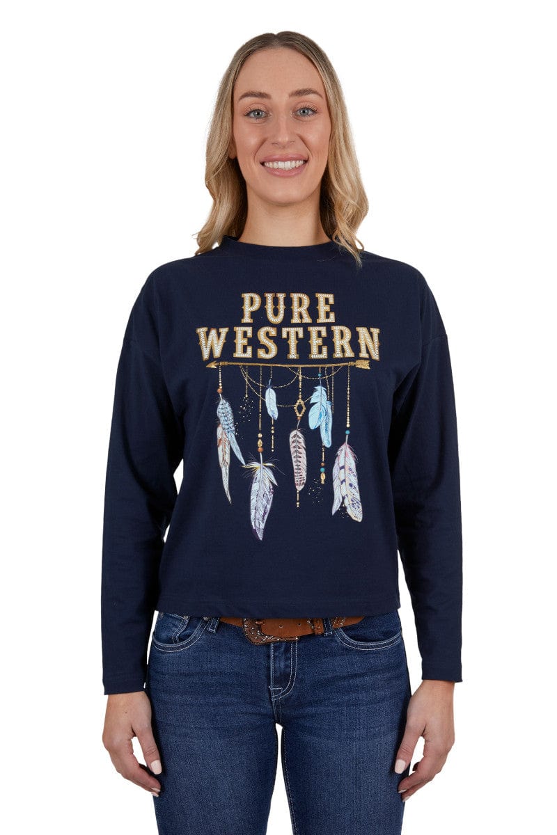 Pure Western Womens Shirts 08 / Navy Pure Western Tee Womens Astrid