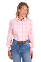 Pure Western Womens Shirts 08 / Peach/White Pure Western Shirt Womens Kelli
