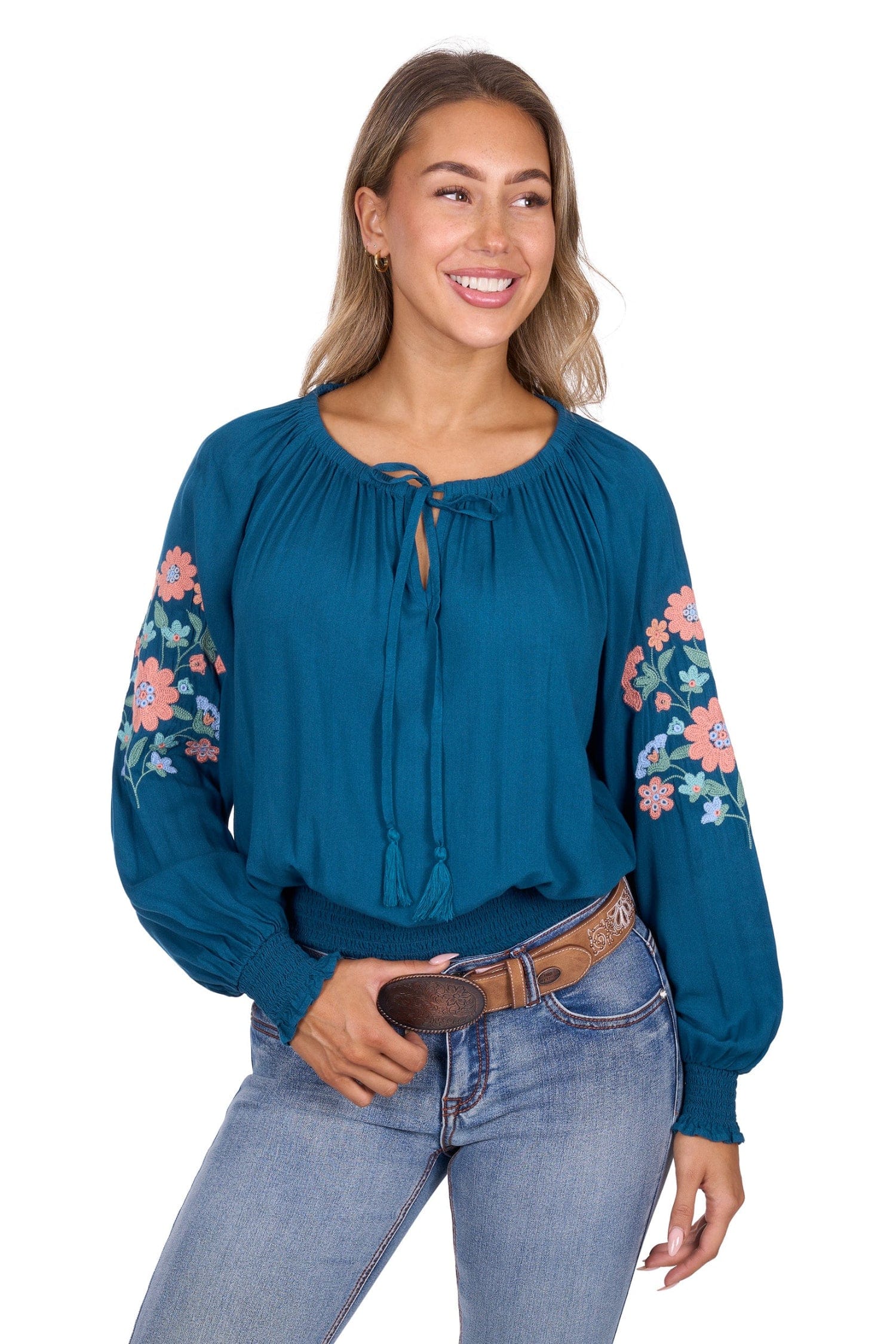 Pure Western Womens Shirts 08 / Turquoise Pure Western Blouse Womens Melina