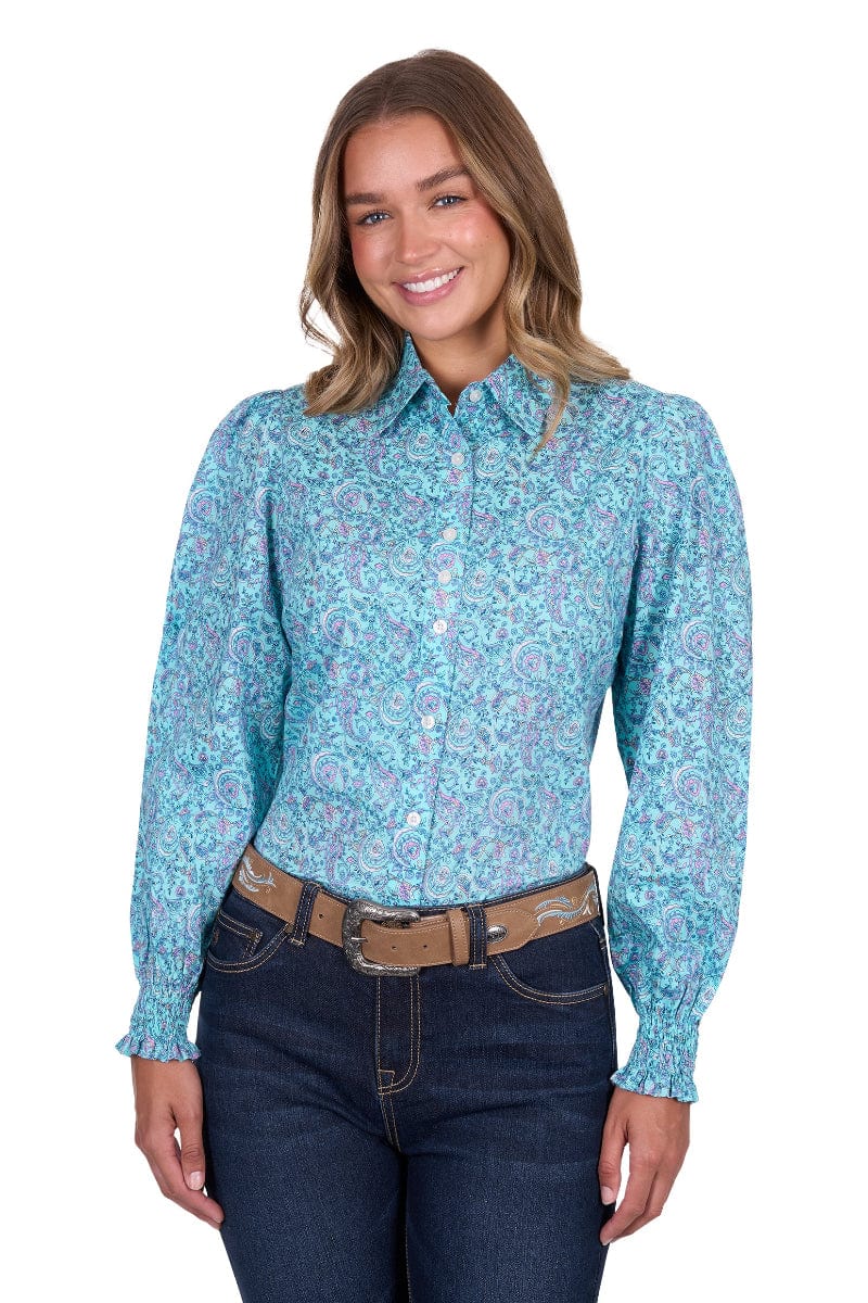Pure Western Womens Shirts 08 / Turquoise Pure Western Shirt Womens Riley