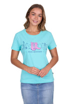 Pure Western Womens Shirts 08 / Turquoise Pure Western Tee Womens Shelly