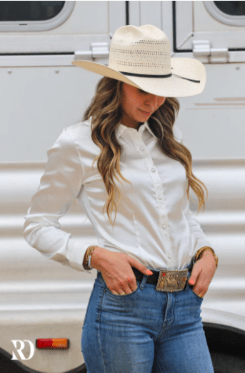 Ranch Dressn Womens Shirts XS / White Ranch Dressn Performance Rodeo Shirt Womens Satin