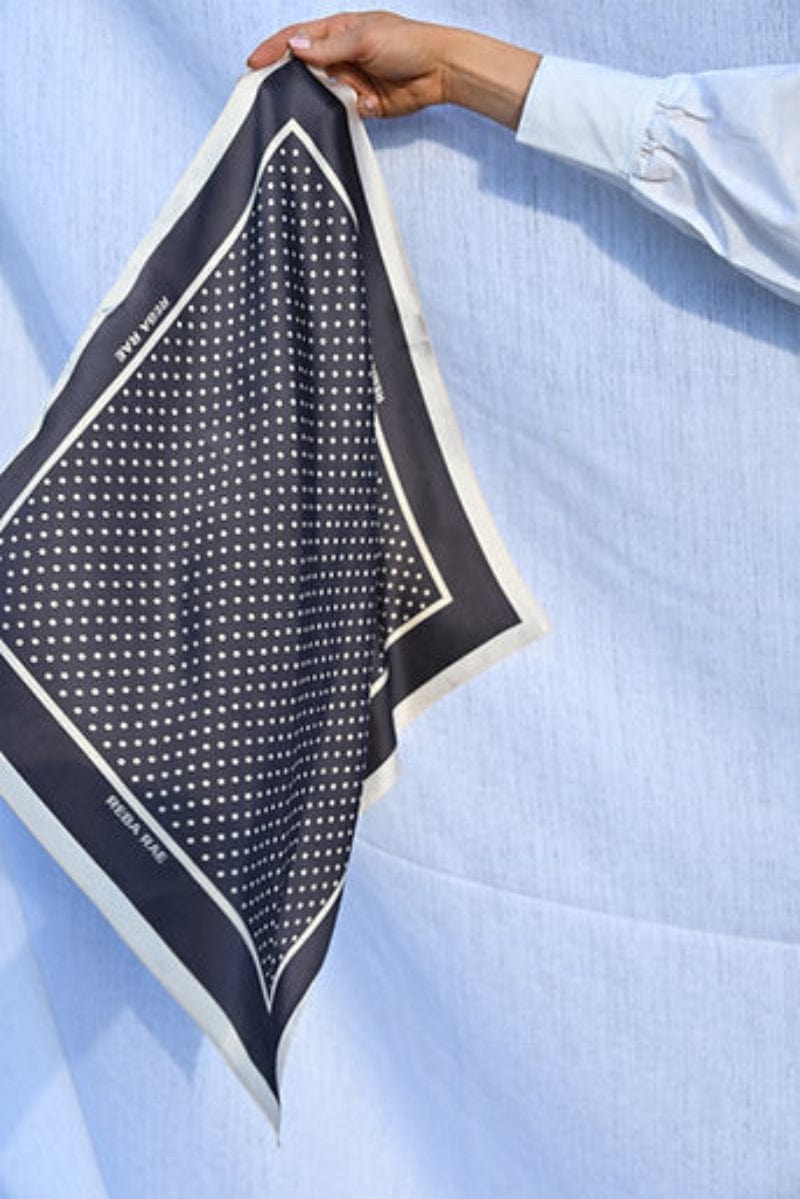 Reba Bandanas - Scarves Navy Polka Dots Reba Collection Neckties Silk