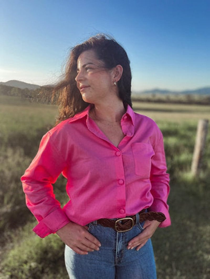 Reba Womens Shirts 08 / Hot Pink Reba Collection Shirt Womens Old West Gal Annie Oversize