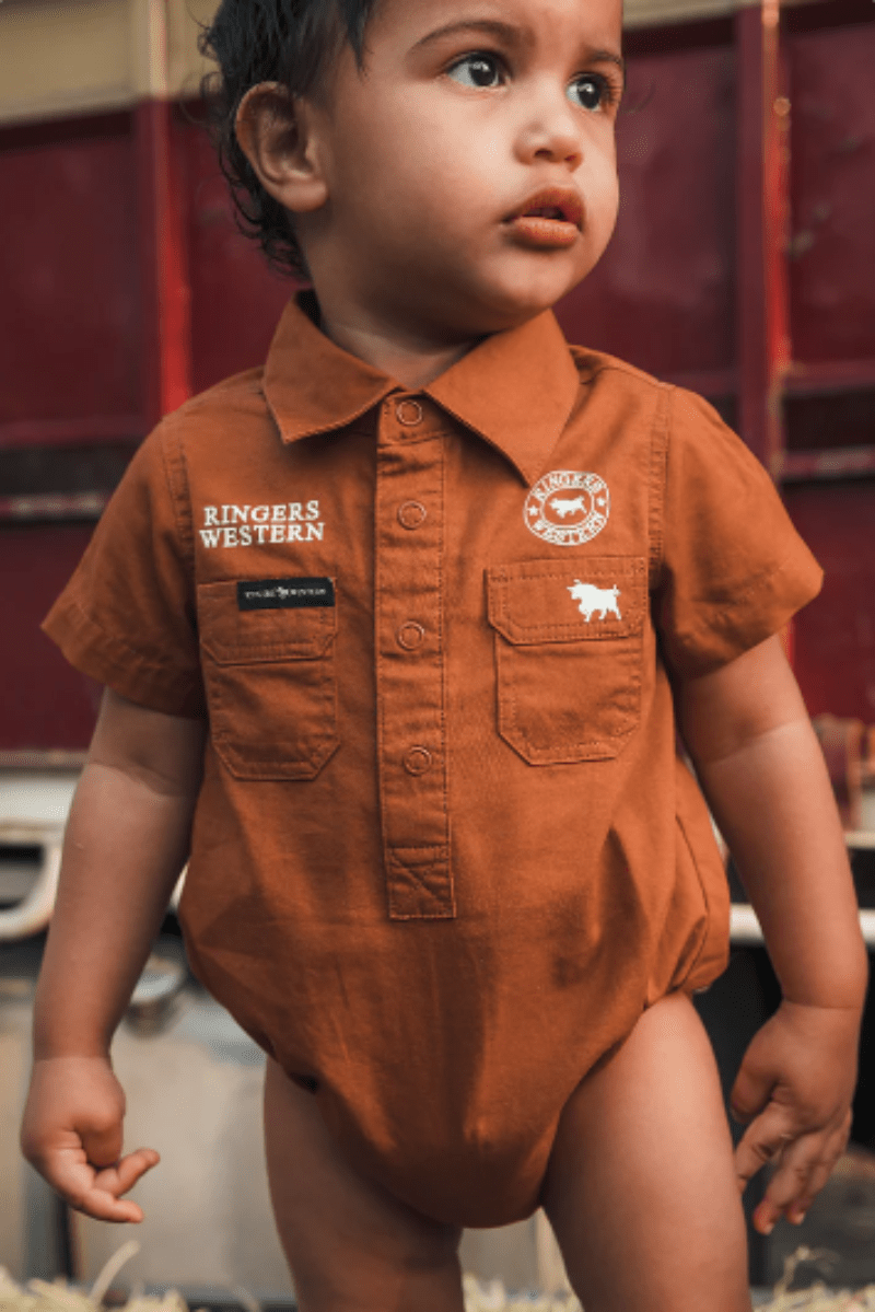 Ringers Western Baby Cowkids 0 / Tobacco/White Ringers Western Romper Infant Workshirt
