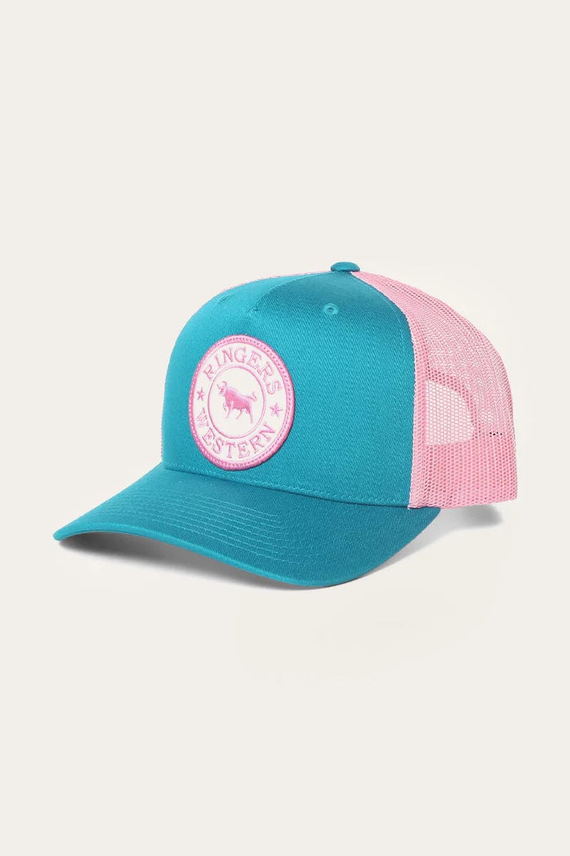 Ringers Western Caps Teal/ Pink Ringers Western Signature Trucker Cap