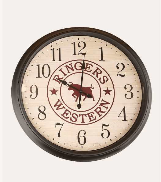 Ringers Western Gifts - Homewares 30in Ringers Western Clock On Time is Late