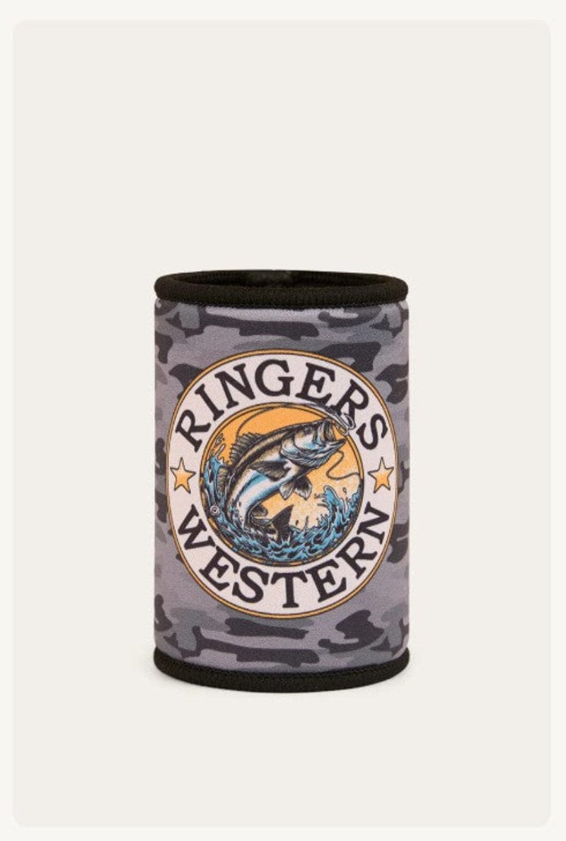 Ringers Western Gifts - Homewares Black Camo Ringers Western Stubby Cooler Buckin Barra