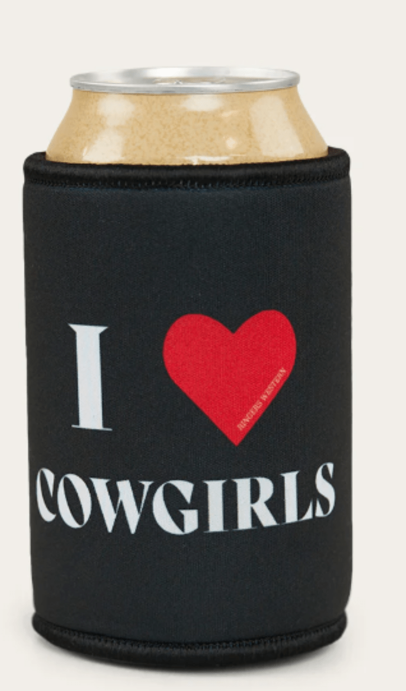 Ringers Western Gifts & Homewares Black Ringers Western Stubby Cooler I Heart Cowgirls