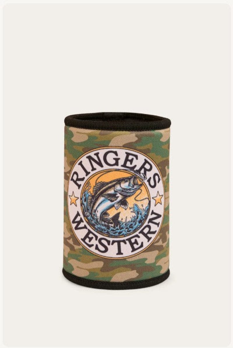 Ringers Western Gifts - Homewares Camo Ringers Western Stubby Cooler Buckin Barra