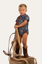 Ringers Western Kids Shirts 00 / Blue Ringers Western Romper Mini Cowboy Workshirt