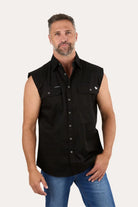 Ringers Western Mens Shirts M / Black Ringers Western Shirt Mens Rob Roy Sleeveless Full Button