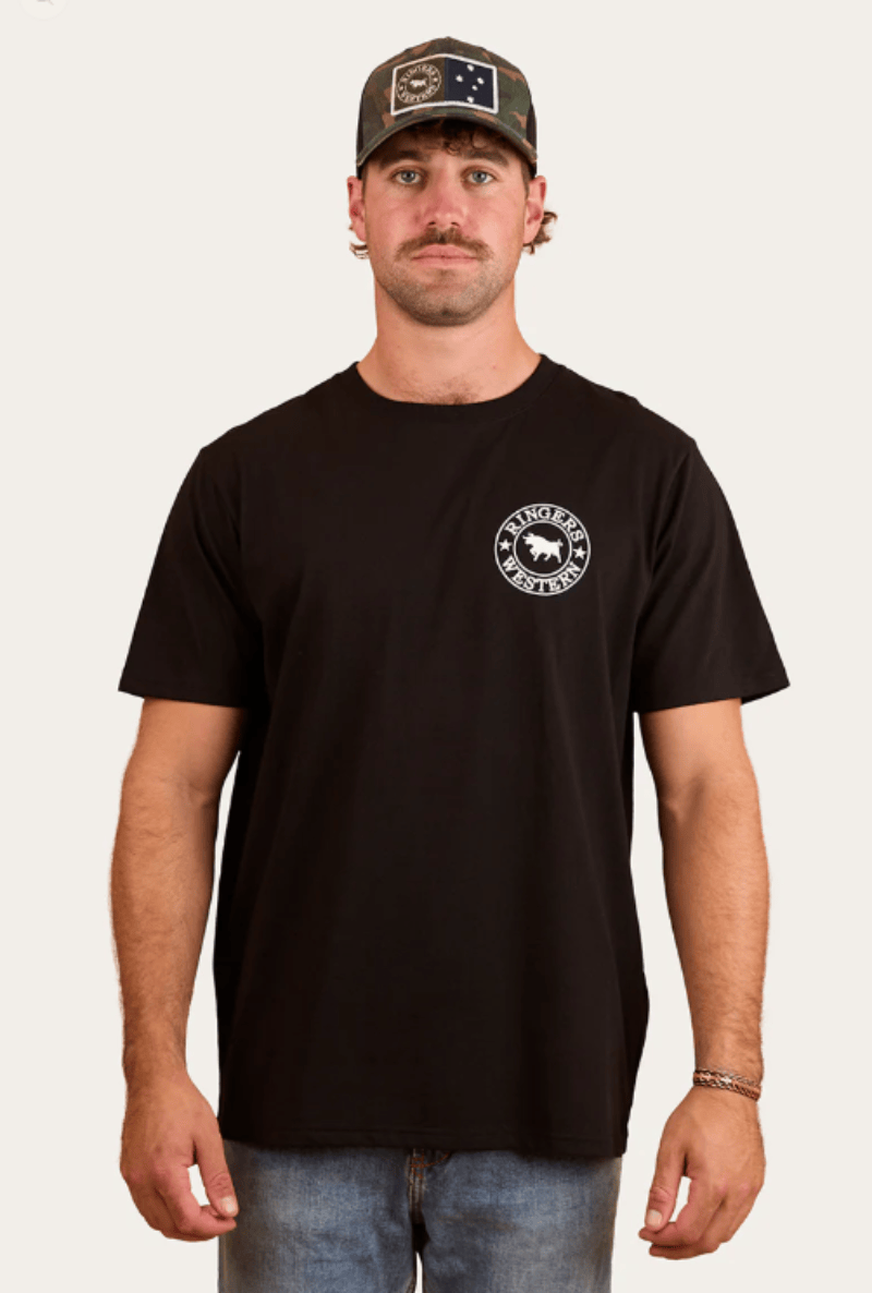Ringers Western Mens Shirts M / Black/White Ringers Western Tee Mens Signature Loose Fit