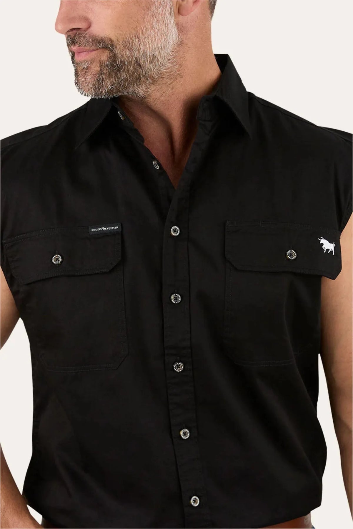 Ringers Western Mens Shirts Ringers Western Shirt Mens Rob Roy Sleeveless Full Button
