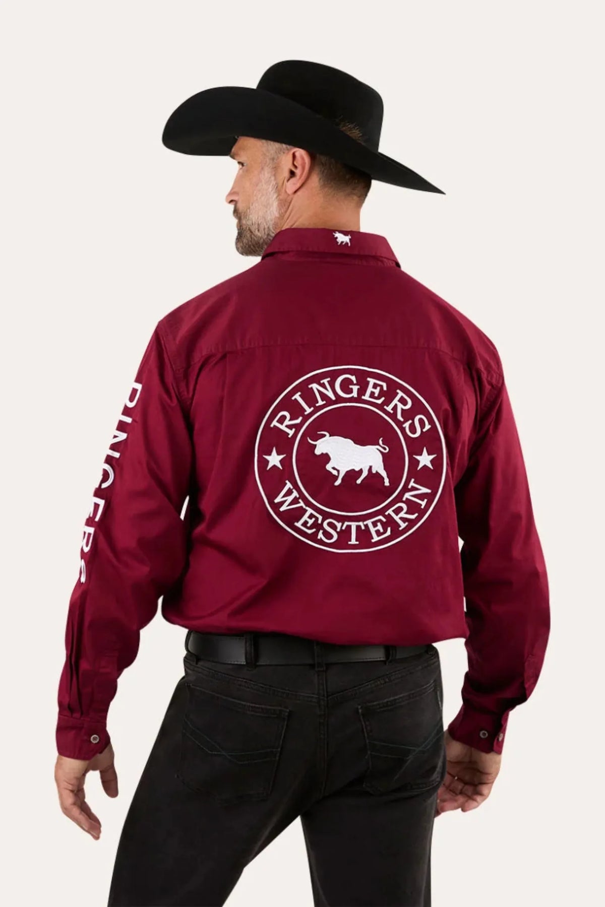 Ringers Western Mens Shirts S / Burgundy Ringers Western Shirt Mens Hawkeye Full Button