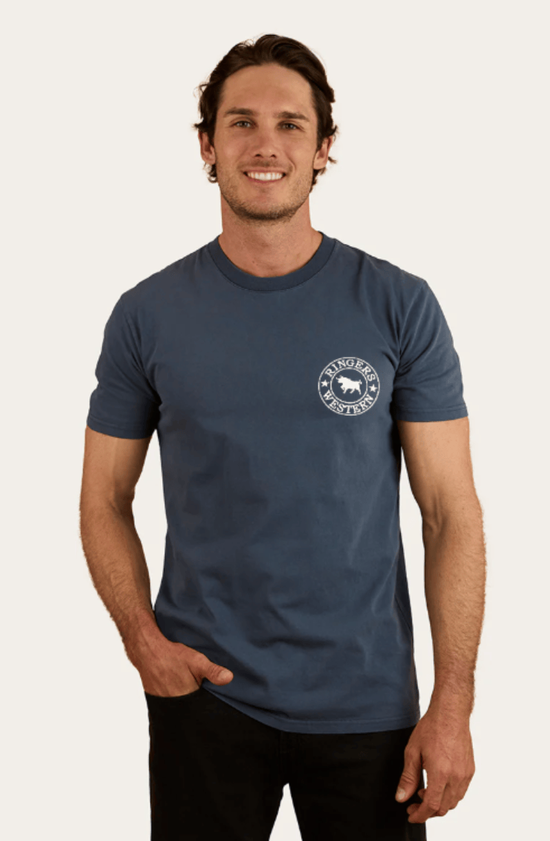 Ringers Western Mens Shirts S / Washed Navy Ringers Western Tee Mens Chasin Tail