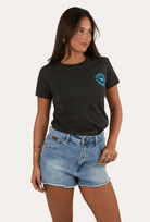 Ringers Western Womens Shirts 08 / Charcoal/Aqua Ringers Western Tee Womens Signature Bull Classic Fit