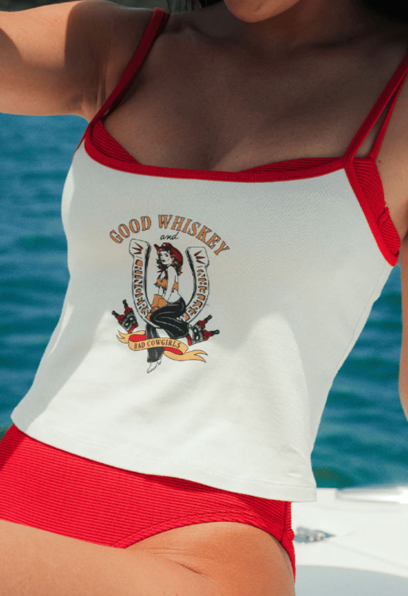 Ringers Western Womens Shirts 08 / Off White Ringers Western Tank Top Womens Bad Cowgirls