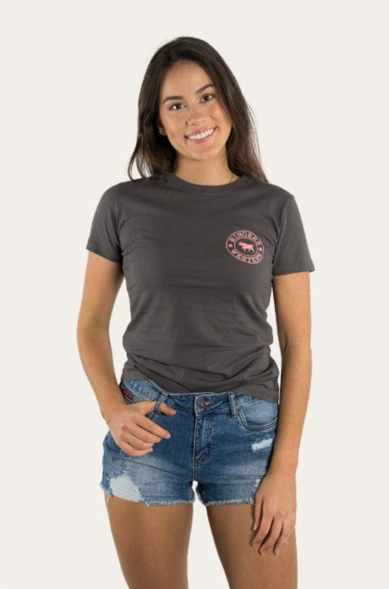 Ringers Western Womens Shirts 08 / Vintage Black/Strawberry Pink Ringers Western Tee Womens Signature Bull Classic Fit
