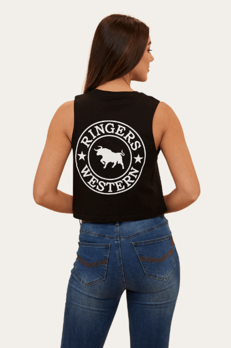 Ringers Western Womens Shirts Ringers Western Tank Top Womens Signature Bull Crop