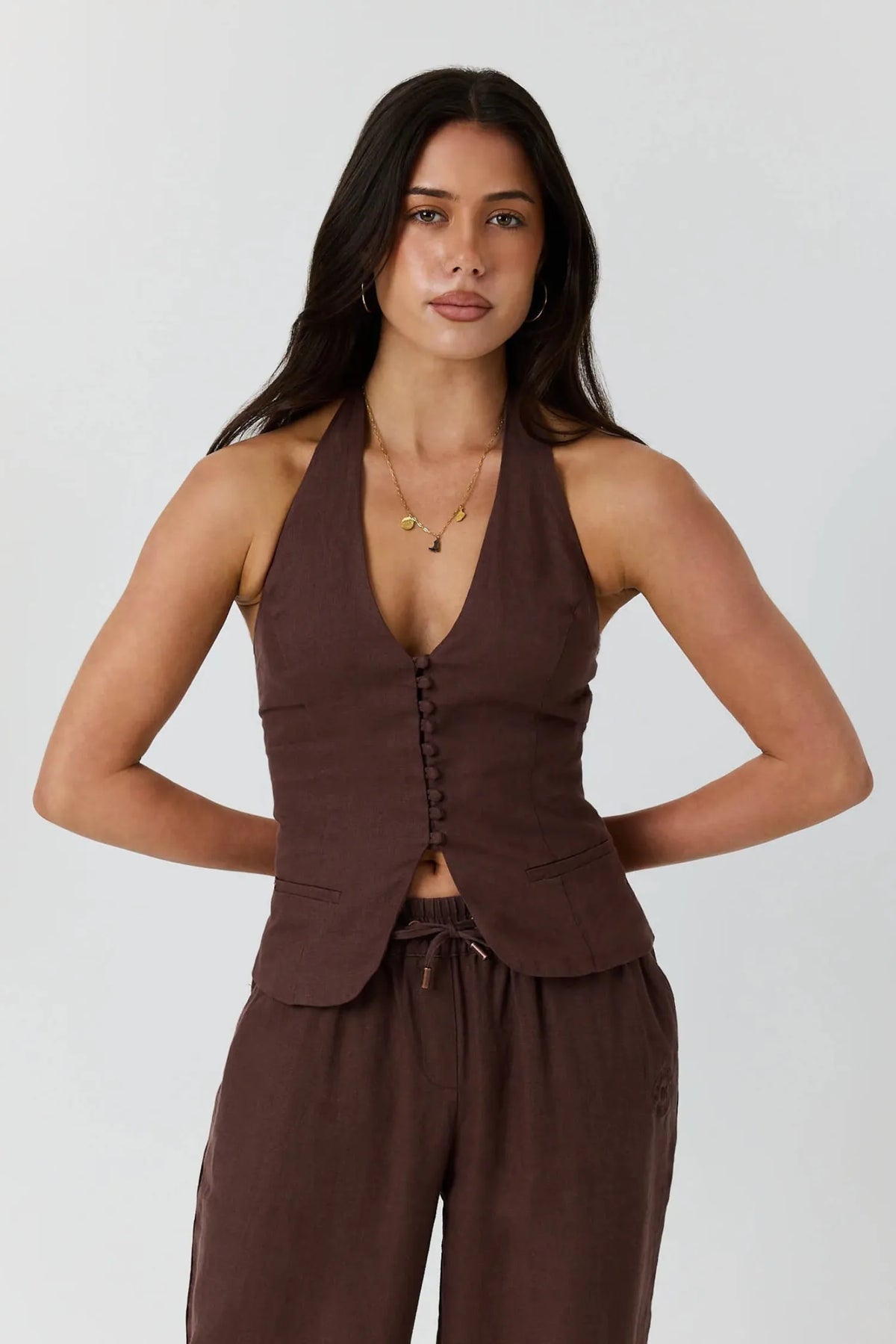 Ringers Western Womens Shirts Ringers Western Top Womens Fallon Linen Halter