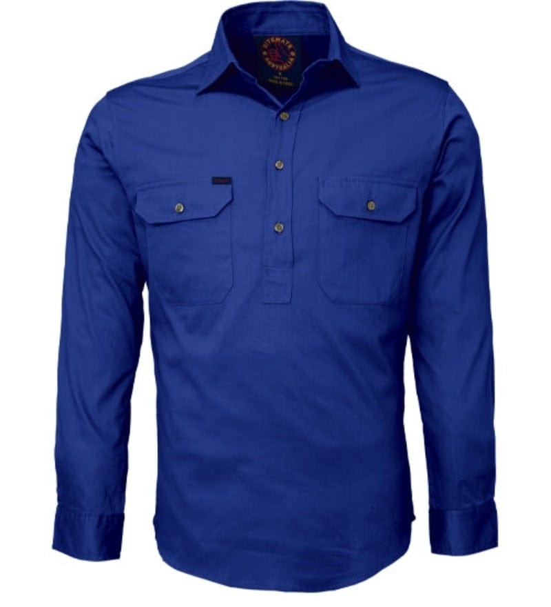 Ritemate Mens Shirts S / Cobalt Ritemate Mens Closed Front Workshirt (RM100CF)