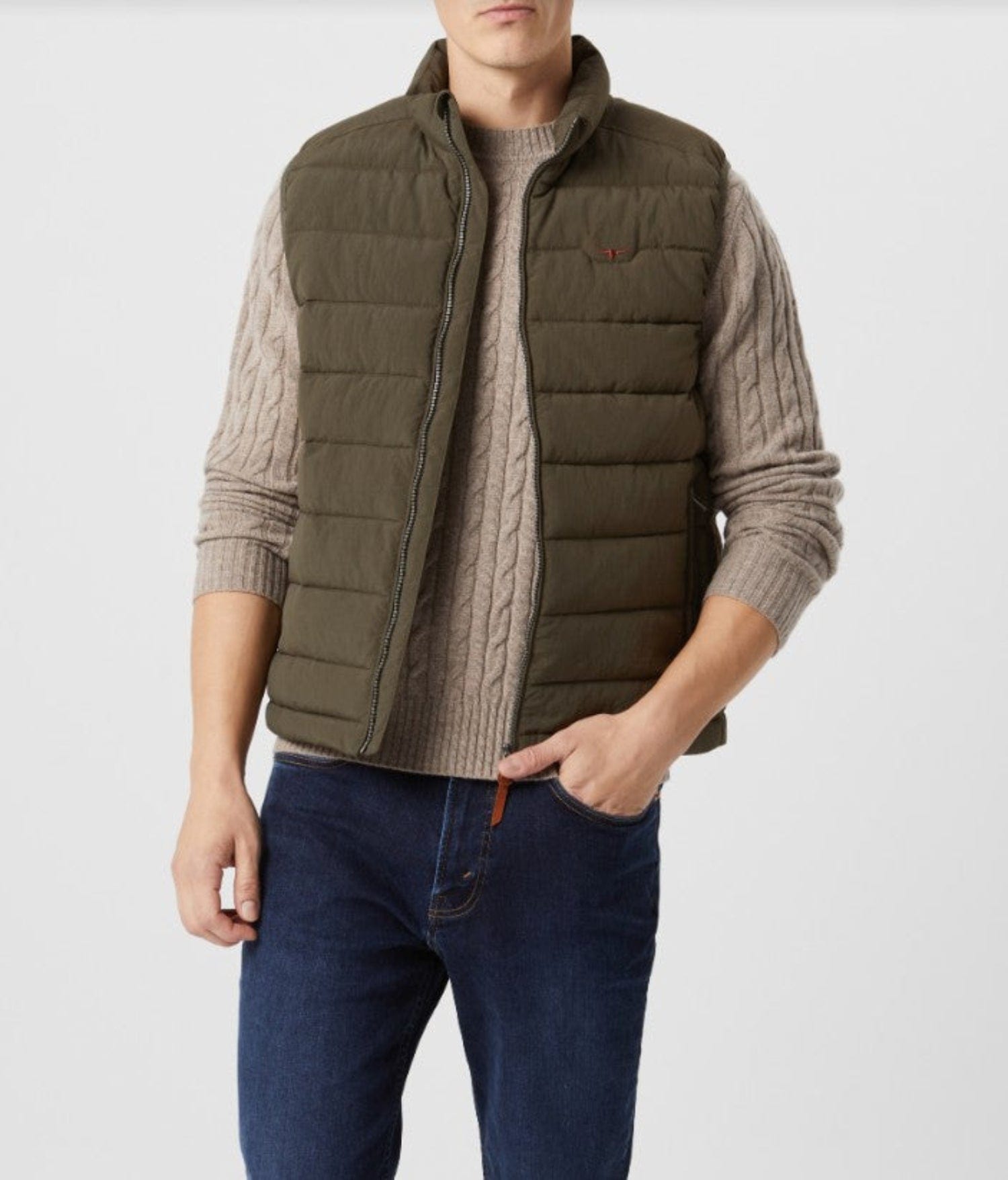 RM Williams Mens Jumpers- Jackets - Vests M / Dark Olive/Olive RM Williams Vest Mens Rydal Padded
