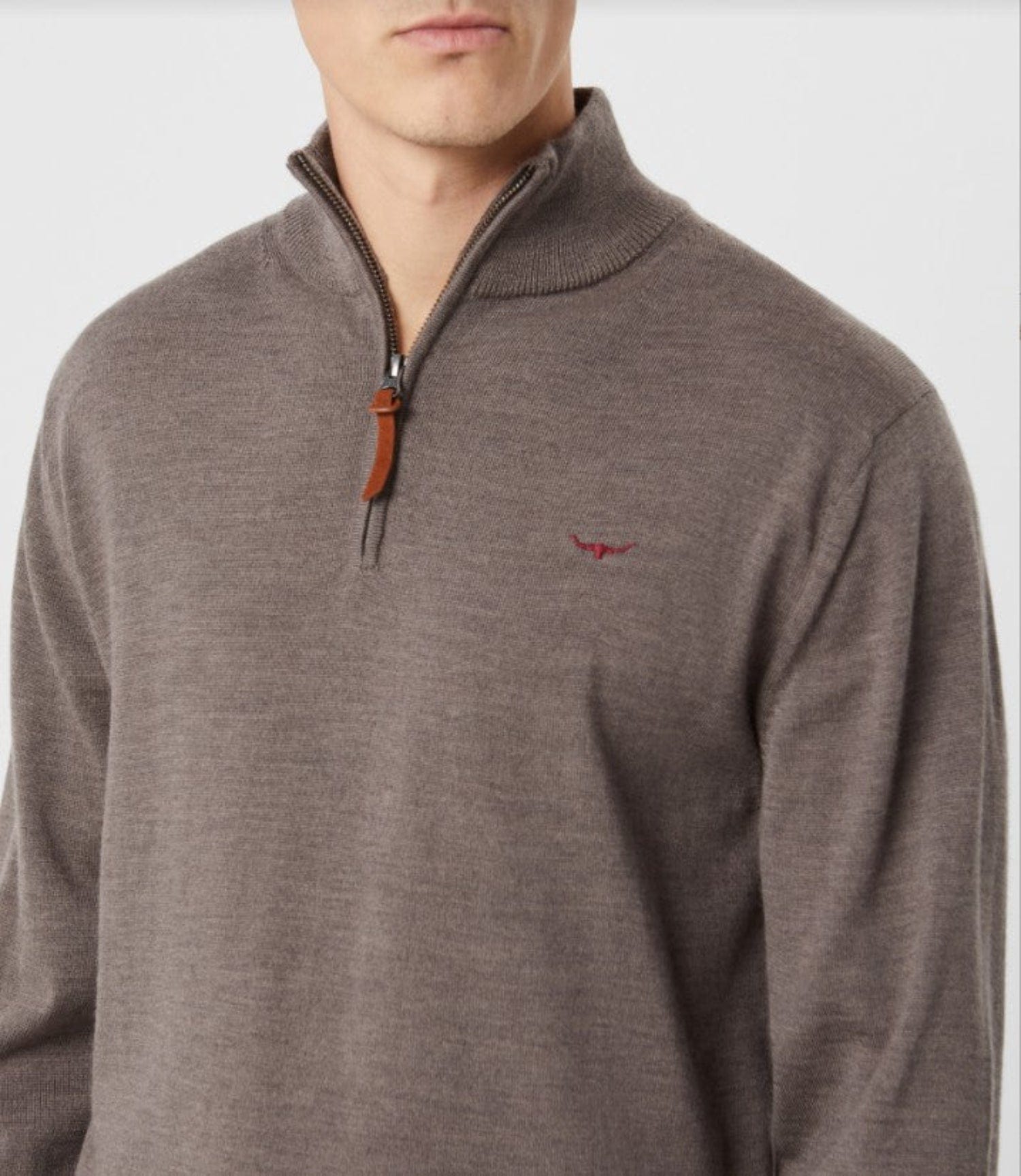 RM Williams Mens Jumpers- Jackets - Vests RM Williams Jumper Mens Ernest Merino 1/4 Zip