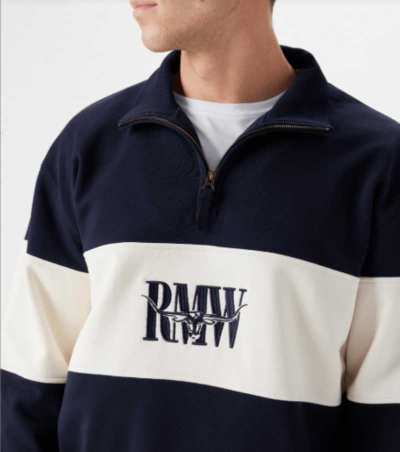 RM Williams Mens Jumpers, Jackets & Vests RM Williams Jumper Mens Heritage 1/4 Zip