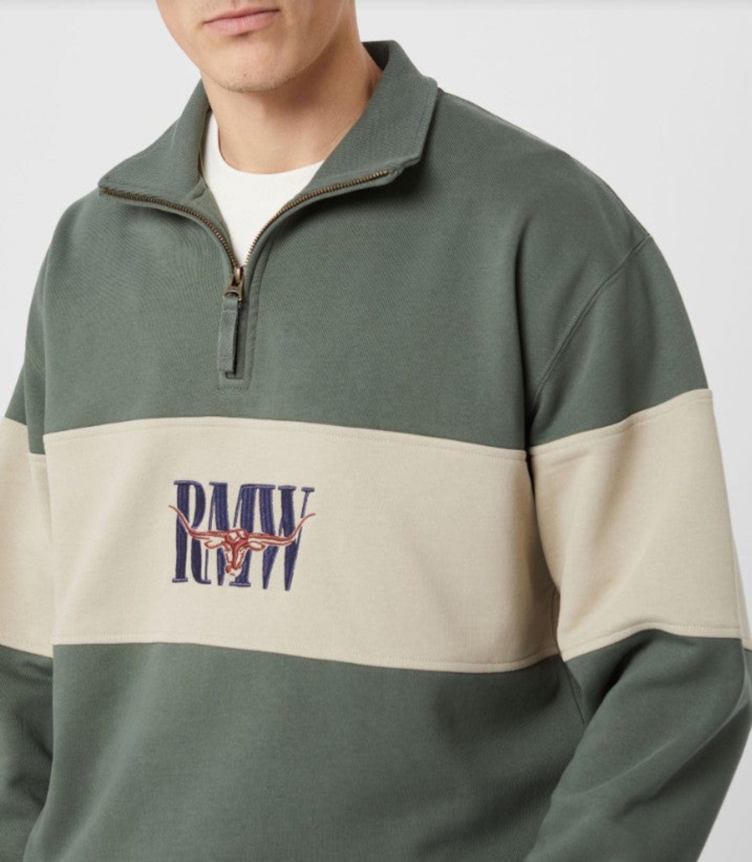 RM Williams Mens Jumpers- Jackets - Vests RM Williams Jumper Mens Heritage 1/4 Zip