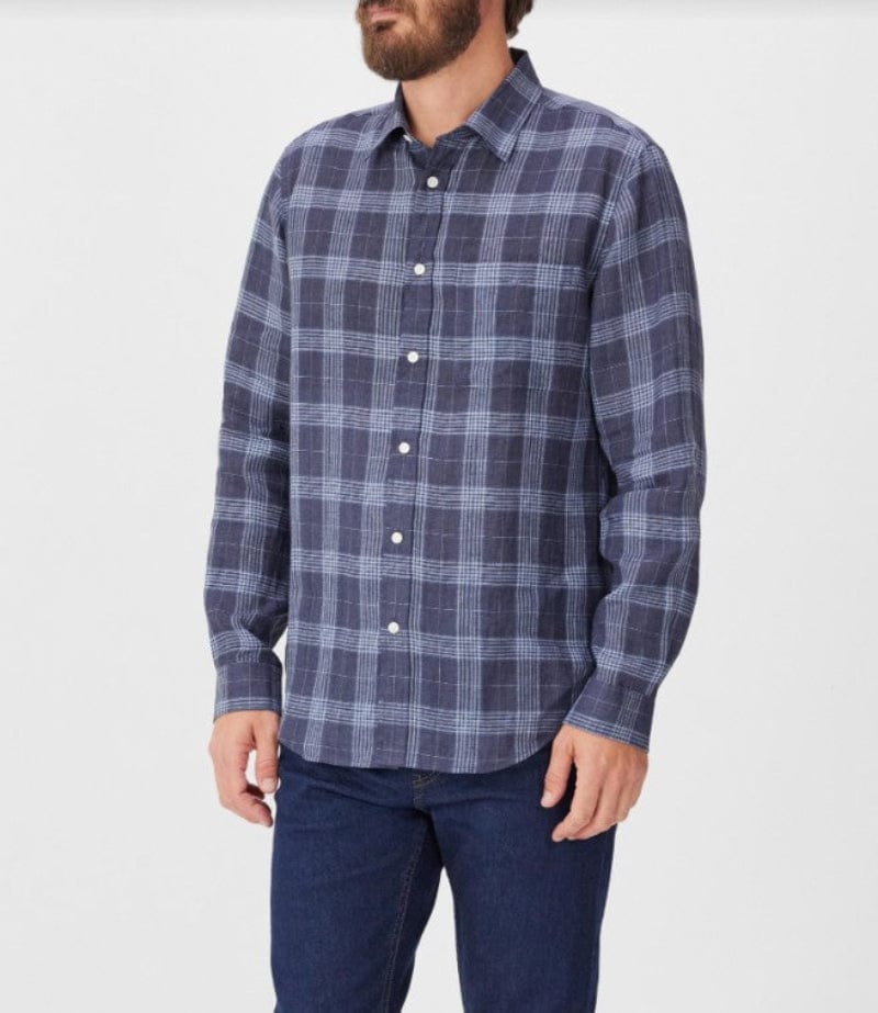 RM Williams Mens Shirts S / Navy/Blue RM Williams Shirt Mens Robe Regular Linen