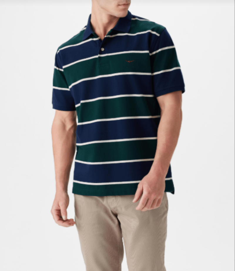 RM Williams Mens Shirts S / Navy/Green/Cream RM Williams Polo Mens Bright