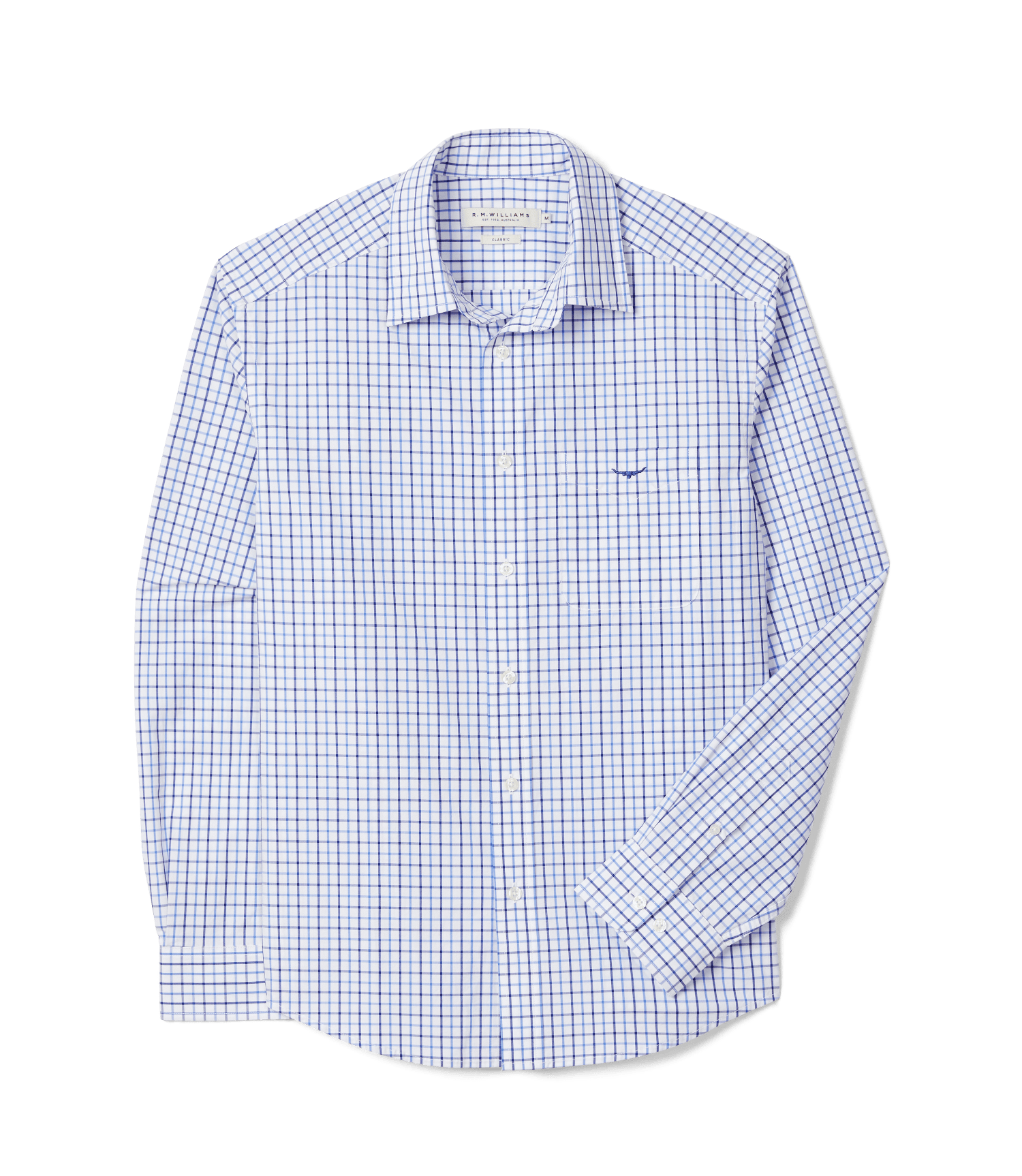 RM Williams Mens Shirts S / Navy RM Williams Shirt Mens Newland Poplin Check